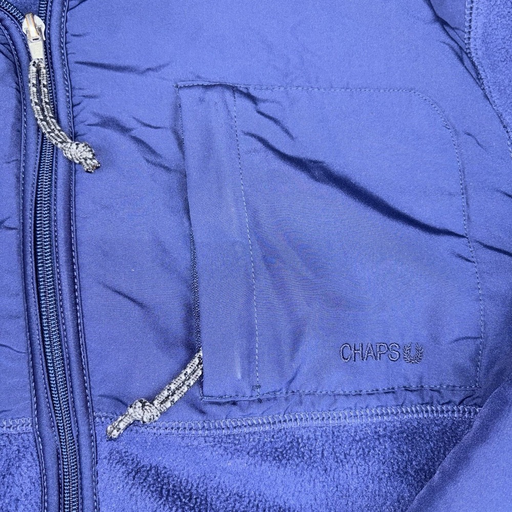 Chaps Fleece Jacket Men's Large Blue Full Zip Polyester Outdoor Hiking Y2K Coat - Picture 5 of 13